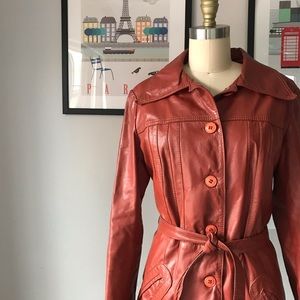 Vintage • Cognac Leather Trench